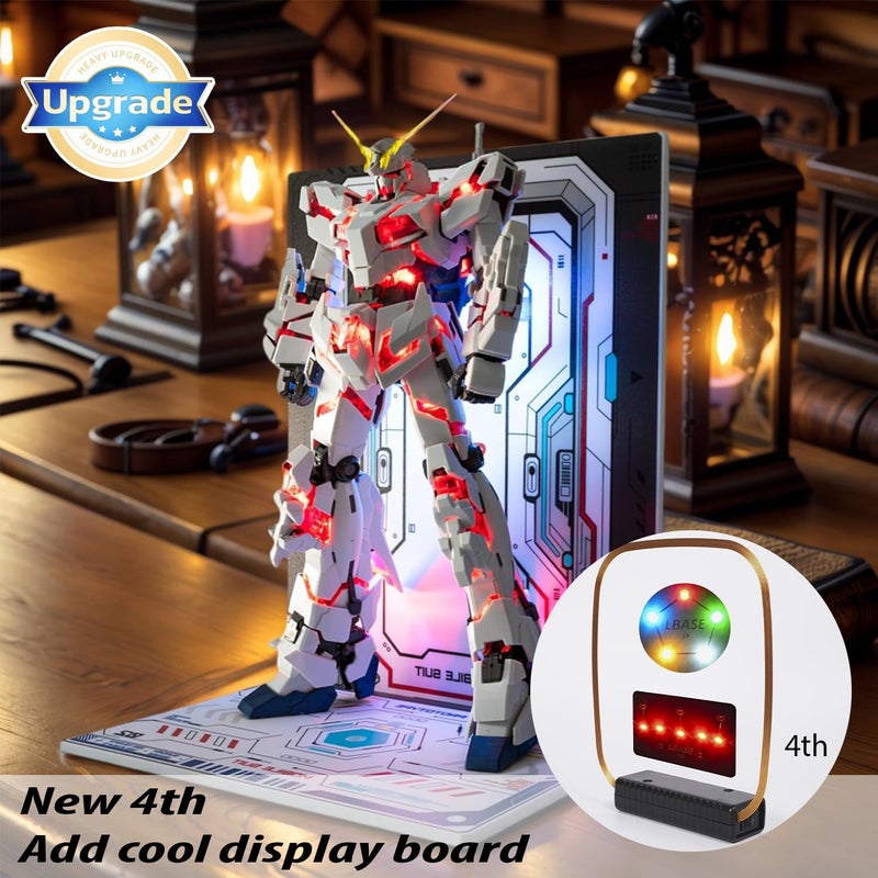 LBASE Wireless LED Light Set Compatible for Gundam PG MG RG HG MGSD Q Models, Wireless Induction LED Lamp Beads, Model Add Lights (-4th & Display Stand) - Image 2